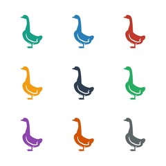 goose icon white background. Editable filled goose icon from animals. Trendy goose icon for web and mobile.