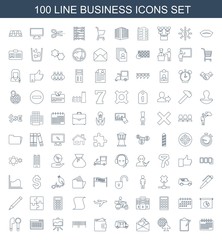 business icons. Trendy 100 business icons. Contain icons such as calendar, clipboard, globe and plane, love letter, van, wallet, barcode, board. business icon for web and mobile.