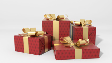 Gift boxes 3d illustration.