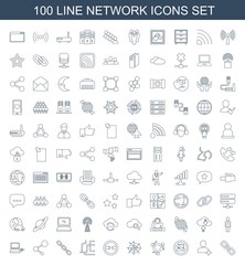 network icons. Trendy 100 network icons. Contain icons such as chain, add friend, no laptop, network connection, spider web, cable, share, laptop connection. network icon for web and mobile.