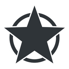 Obraz premium American star icon. Star in circle icon. Flat vector illustration in black on white background. Black template