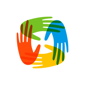 Colorful people hands concept for social help