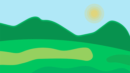 Landscape with hills and sky. Scenery vector illustration.