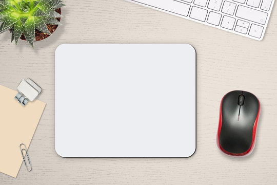 Premium Photo  3d illustration white mouse pad mockup on white background