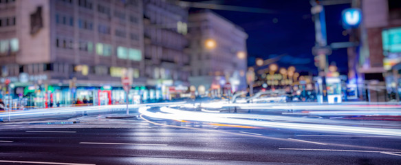 colorful night traffic in the city 