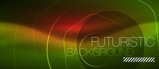 Neon glowing wave, magic energy and light motion background. Vector wallpaper template