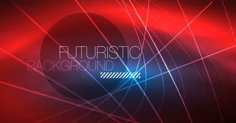 Neon glowing magic background, neon banner, night sky wallpaper. Magic light effect. Christmas abstract pattern.