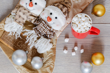 Holiday background with Christmas decorations