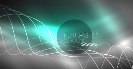 Neon lines wave background. Abstract composition