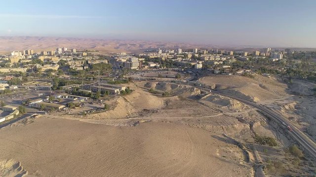 The city of Arad in Israel, 4k aerial footage