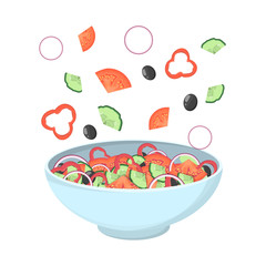 Greek salad in a bowl. Organic healthy food