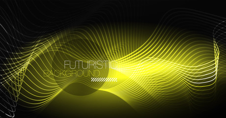 Neon lines wave background. Abstract composition