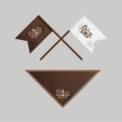Corporate identity of coffee industry. Template of flags, banners.