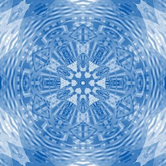  Graphic illustration blue indigo mandala background. Tibetan pattern yoga psychedelic art work. Suitable for background, text and typography.