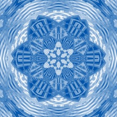 Graphic illustration blue indigo mandala background. Tibetan pattern yoga psychedelic art work. Suitable for background, text and typography.