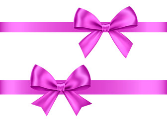 Purple  gift bows set  for  Christmas, New Year decoration.