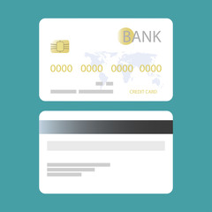 Bank card icon, credit card. Vector illustration.