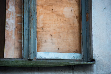 Boarded up old window