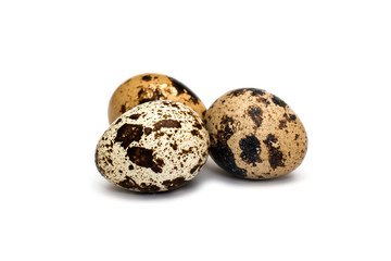 Quail eggs on white background