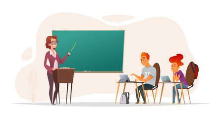 Students or applicants in the classroom. The teacher leads a lecture. The concept of the educational process.