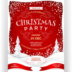 Poster for Christmas party. Holiday event template design with customized text. - 238193748