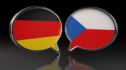 Fototapeta premium Germany and Czech Republic flags with Speech Bubbles. 3D illustration
