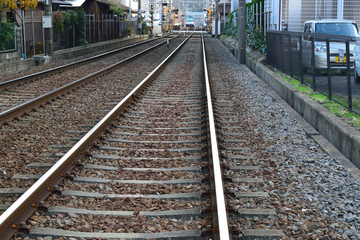 Fototapeta premium 住宅地に隣接した線路