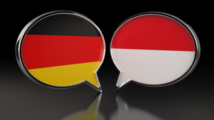Germany and Monaco flags with Speech Bubbles. 3D illustration