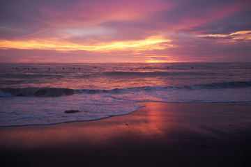 Fototapeta na wymiar Incredible sunset on the beach in Bali island, Indonesia