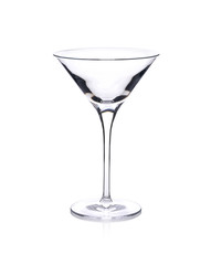 Empty martini glass isolated on white background