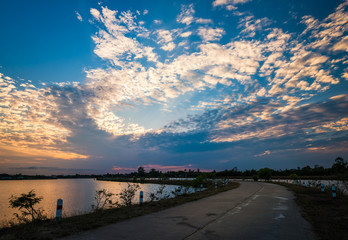 Sunset at the lake landscape