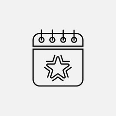 Calendar and star icon. Election event outline concept symbol design. Stock - Vector illustration can be used for web.