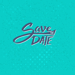 Save the Date Texts on Blue Green Background