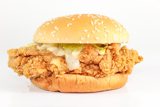 Hamberger Fried chicken Close up