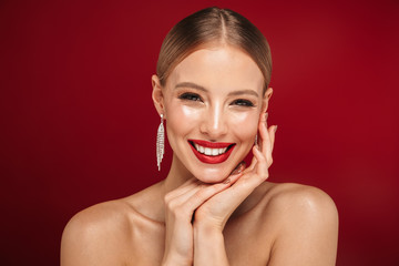 Beauty portrait of a pretty young topless woman