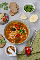 Thick red soup with pasta