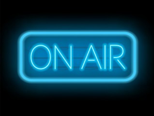 On air neon glowing sign on a dark background. Vector illustration.