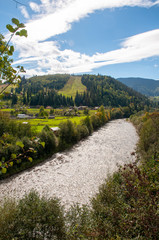 Bright green mountains in the summer