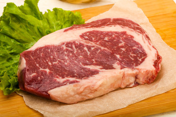 Rib eye raw steak