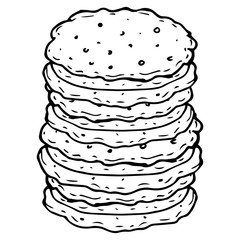 Pancakes icon. Vector illustration of a stack of pancakes. Hand drawn hot pancakes for a holiday.