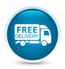 Free delivery truck icon special prime blue round button