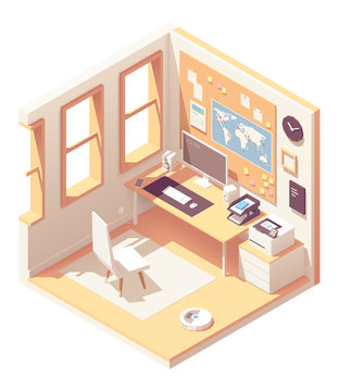 Vector Isometric Home Office Room