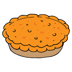 Pie icon. Vector illustration of homemade pie. Hand drawn pumpkin pie.