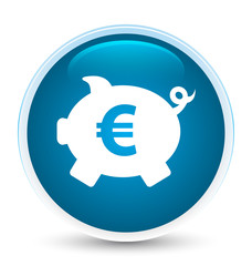 Piggy bank euro sign icon special prime blue round button