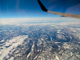 Fototapeta premium View from airplane window to see sky on evening time