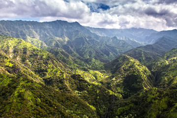 Aeial View over the Garden Island Kauai in Hawaii, USA