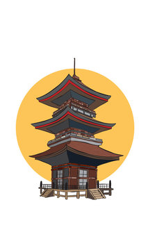 Illustration temple chinois sacr&eacute;