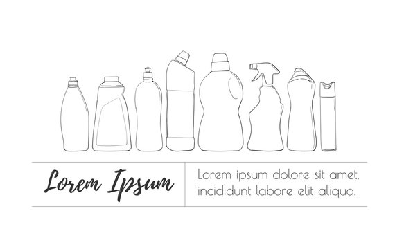 Detergent bottle and chemicals household product banner template.