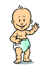 baby boy with diaper color cartoon