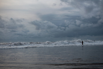 beautiful waves in the clouldy indian ocean